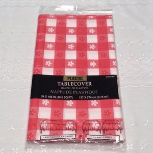 Plastic Table Cover Vintage Red and White Pattern NIP